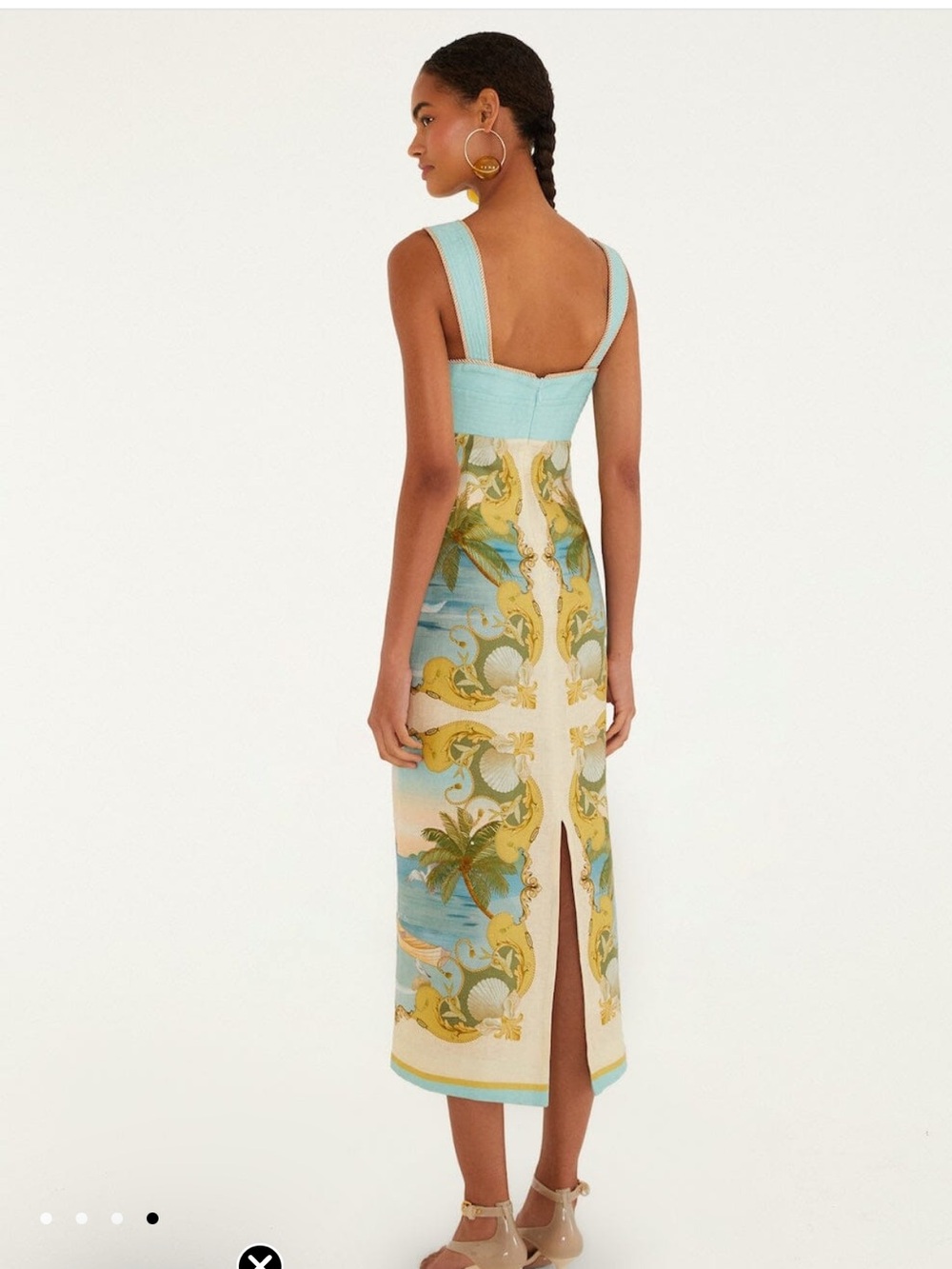 FARM Rio Multicolor Royal Sea Maxi Dress 100% Linen NWT - Picture 3 of 12